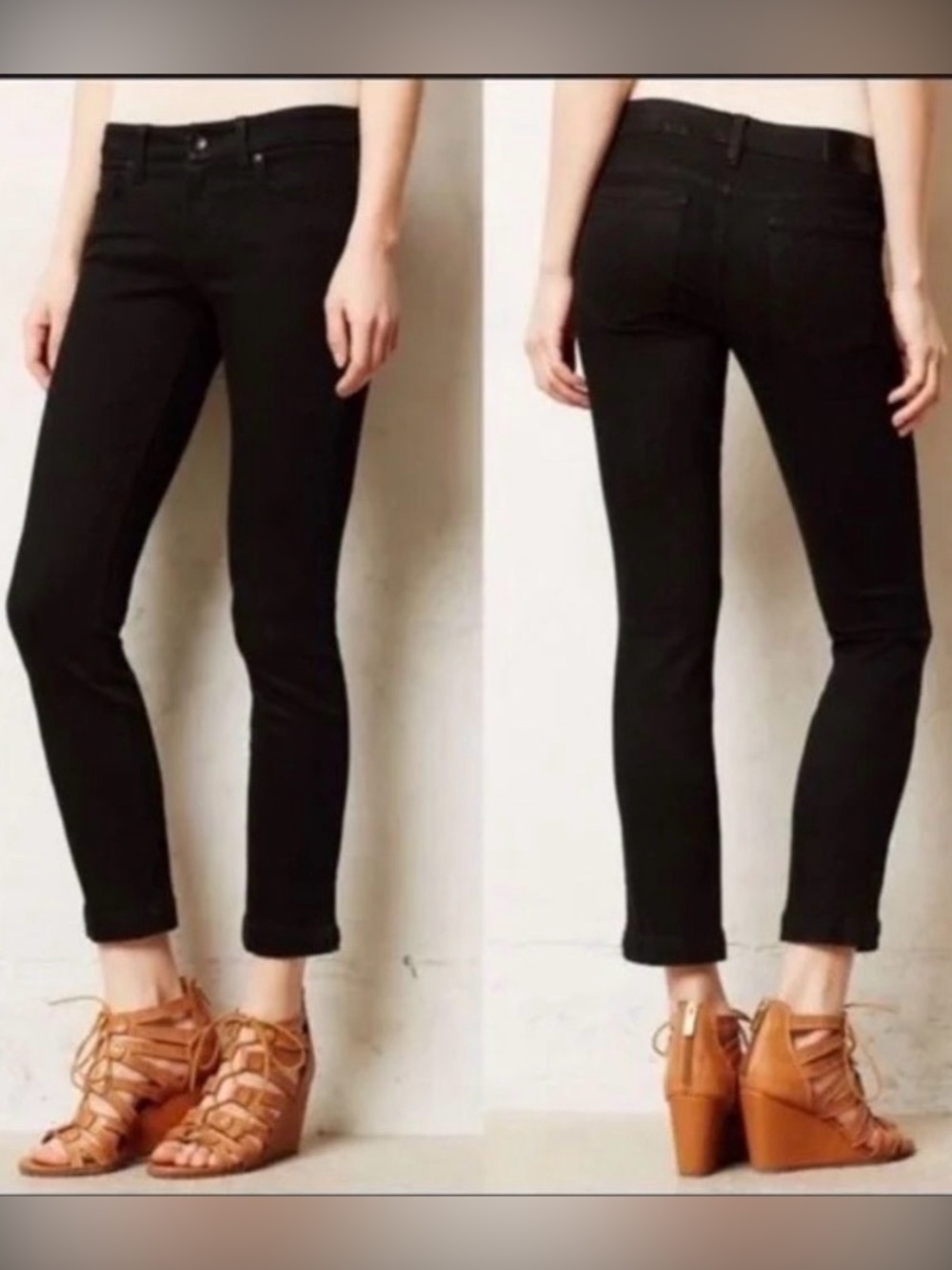 Level 99 Lily Skinny Staight Cropped Stretch Black Pants Jeans